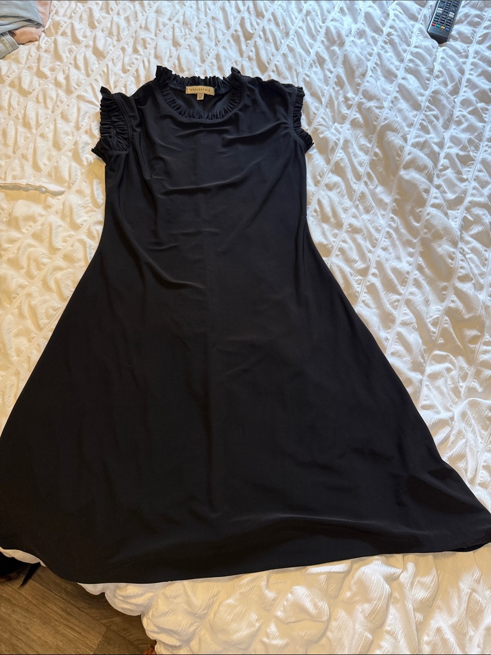 Black Ruffled Midi Dress by WHBM